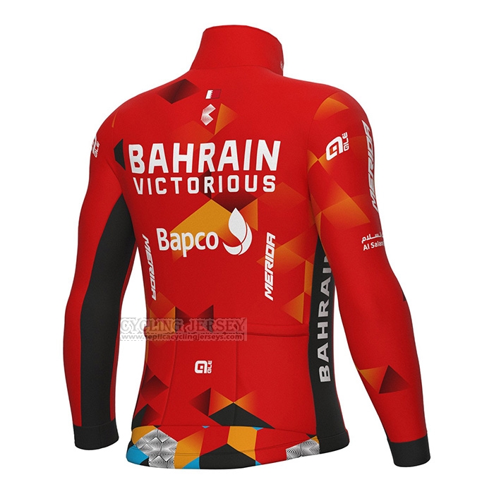 2022 Cycling Jersey Bahrain Victorious Red Long Sleeve and Bib Short